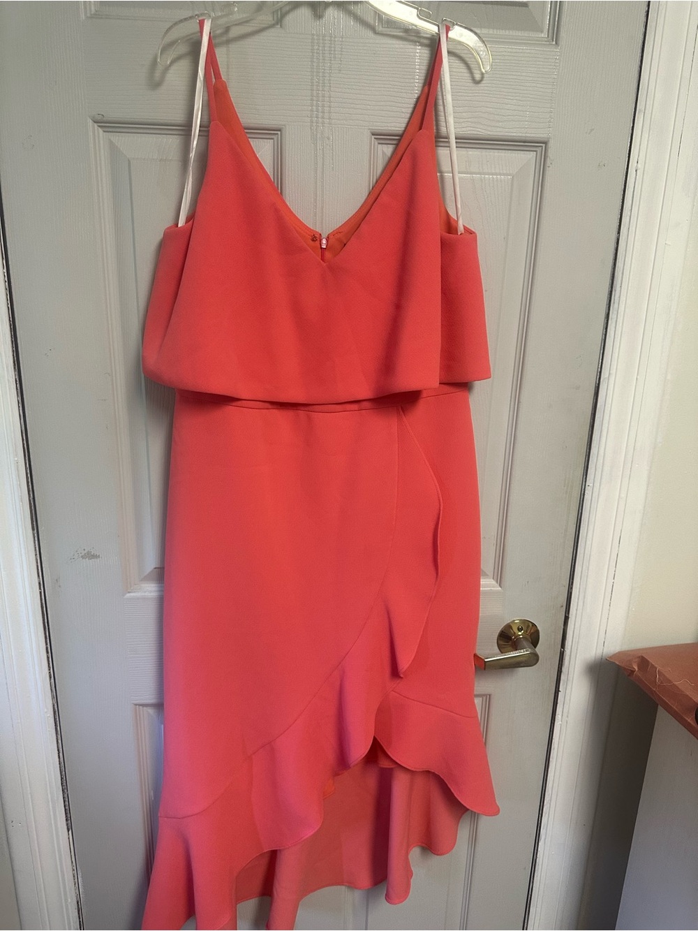Aqua Coral High-Low Ruffle Spaghetti Strap Dress